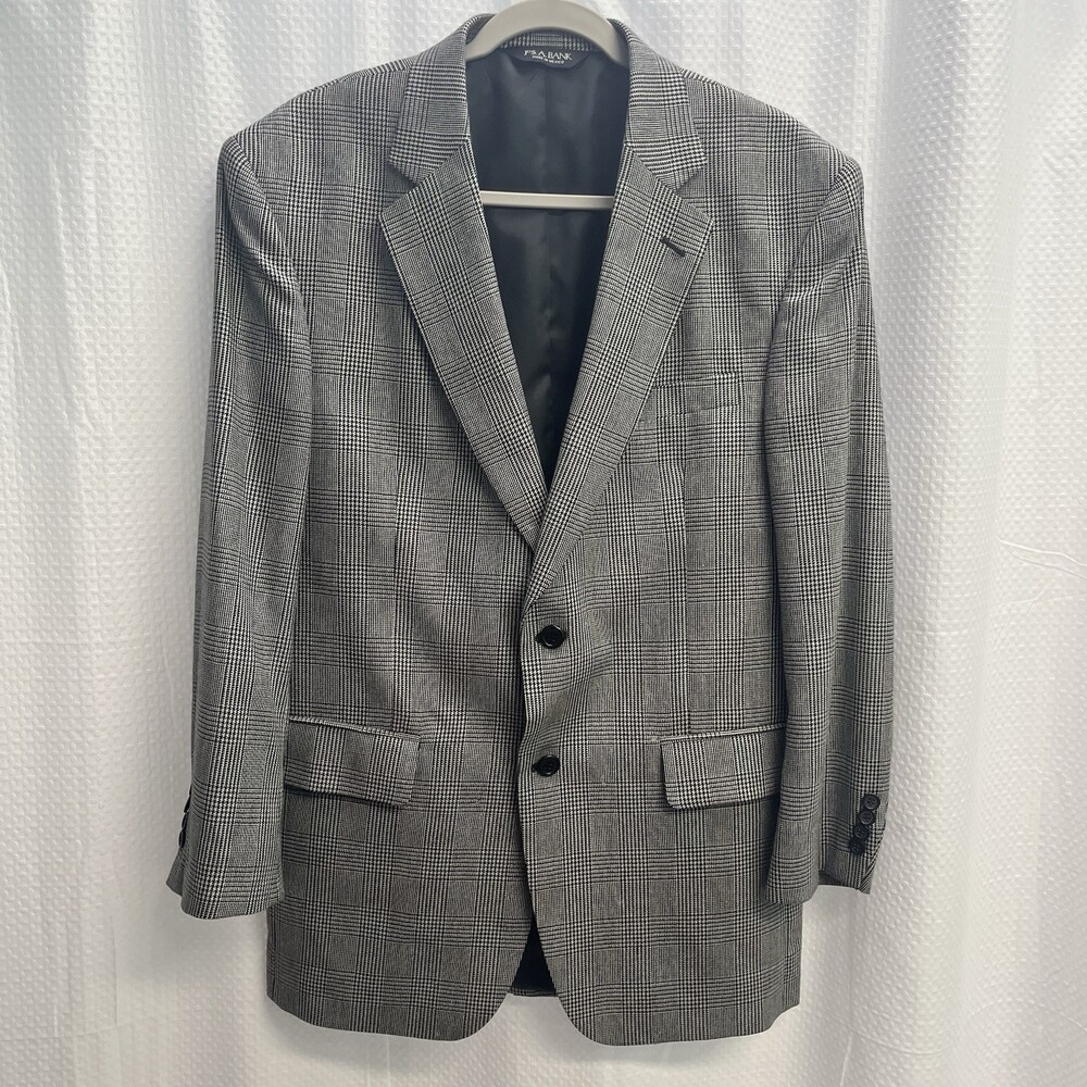 Jos.A Bank Men’s Silk‎ Wool Blend Black Glen Plaid Blazer 40R Quiet Luxury